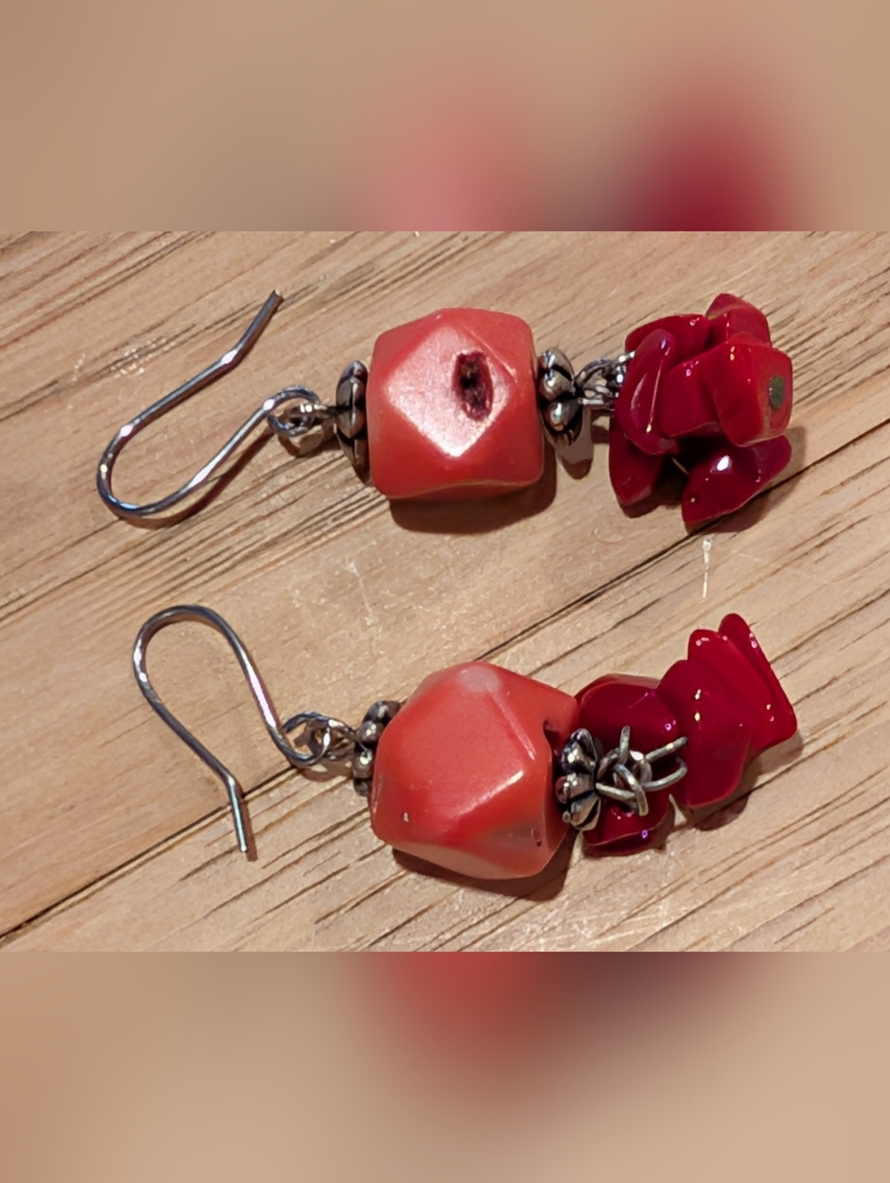 Women’s Natural Coral Bead Dangle Earrings